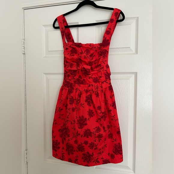Free People Red Floral Mini Dress - Picture 1 of 5